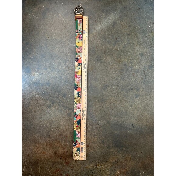 Y2K Lucky Brand Patchwork Belt Peace Sign Buckle Boho Hippie Festival - Picture 5 of 5
